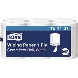 Poetspapier Advanced Tork,1-laags, wit, 6 rollen