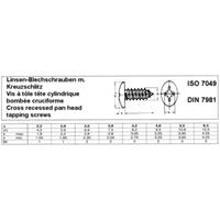 100x Dönges Linsen-Blechschraube C-H, DIN 7981, galvanisch verzinkt, 3,5 x 13 mm