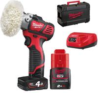 Milwaukee M12 BPS-421X 12V Li-Ion accu Schuur-/polijstmachine set (1x 4.0Ah&1x 2.0Ah accu) in HD Box - 76mm