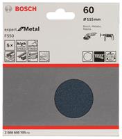 Schleifblatt F550, Expert for Metal, 115 mm, 60, ungelocht, Klett, 5er-Pack - BOSCH