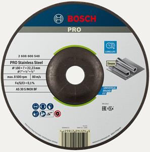 Bosch Schruppscheibe Gekröpft Expert For Inox As 30 S Inox Bf, 180 Mm, 22,23 Mm, 6 Mm