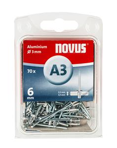 Novus 110055304 Blindklinknagel (Ø x l) 3 mm x 6 mm Aluminium Aluminium 70 stuk(s)