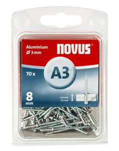 70 Novus Aluminium Blindnieten Ø3 mm, 8 mm,Typ A3/8mm Nr.: 045-0029