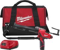 Milwaukee M12 PCG/310C-201B 12V Li-Ion Accu lijm- en kitspuit set (1x 2.0Ah accu) incl. kokerhouder in tas