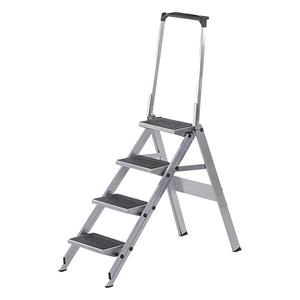 Alu-Klapptreppe Stufen Alu mit PVC-Belag mit Sicherheitsbügel, 4 Stufen