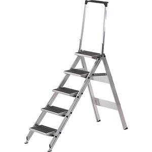 Alu-Klapptreppe Stufen Alu mit PVC-Belag mit Sicherheitsbügel, 5 Stufen