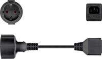 Goobay C14 - CEE 7/3 stroomkabel voor UPS/PDU - incl. 10A zekering - 3x 1,00mm / zwart - 0,20 meter