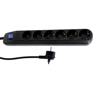 REV 0014640500 Steckdosenleiste mit Schalter 6fach Schwarz Schutzkontakt 1St. X138261