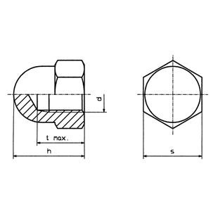 toolcraft M4 D1587-STAHL:A2K Sechskant-Hutmuttern M4 DIN 1587 Stahl verzinkt 10St.