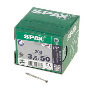 SPAX - Universalschraube, 3,5 x 50mm, 200 Stück, Senkkopf, T-STAR plus, 4CUT, T