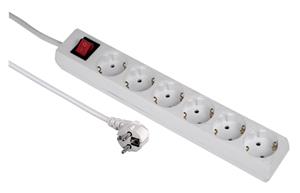 6-Way Power Strip, with switch and child protection, 5 m, white - Hama