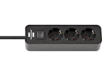 Brennenstuhl Ecolor 1153230000 3-Way Schuko Power Strip with Safety Switch, 1.5m (Black)