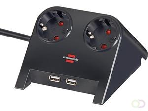 Stekkerdoos BrennenstuhlÂ bureau 2-voudig incl. 2 USB 1,8m Zwart