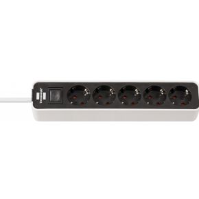 Brennenstuhl Ecolor 1153250020 Power Strip, x5 Schuko with Safety Switch, 1.5m