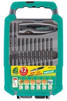 Wolfcraft 2377000 12-delige Decoupeerzaagbladenset incl. zakmes - Hout / Laminaat / Metaal