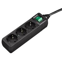 hama Distribution Panel, 3 sockets, with switch, black, 1.4 m - 