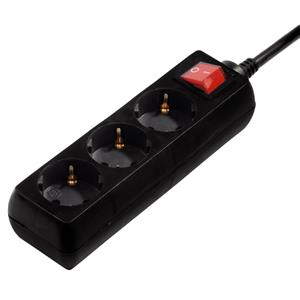 hama Distribution Panel, 3 sockets, with switch, 3 m, black - 