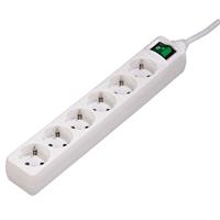 hama Distribution Panel, 6 sockets, with Switch, white, 1.4 m - 