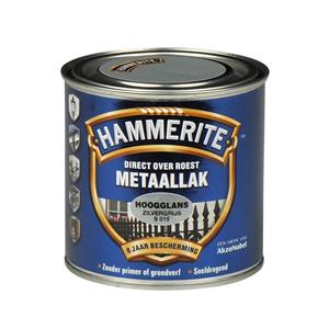 Hammerite Direct over Roest metaallak hoogglans zilvergrijs 250 ml