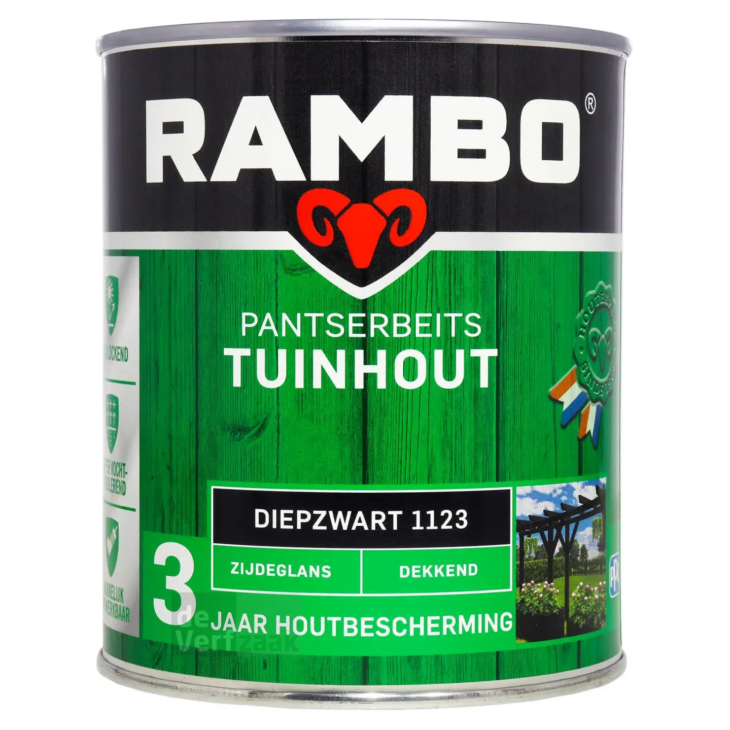 Rambo Pantserbeits Tuinhout zijdeglans diepzwart dekkend 750 ml