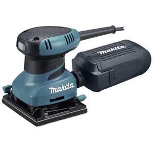 Makita BO4555J. Type schuurmachine: Schuurmachine, Kleur van het product: Zwart, Blauw. Geluidsvermogen niveau: 81 dB. Stroombron: AC, Lengte snoer: 2 m. Breedte: 131 mm, Diepte: 112 mm, Hoogte: 142 m