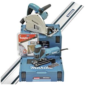 Makita MEU029J SP6000J1X Invalcirkelzaag + 4351FCTJ T-greep decoupeerzaag in Systainer