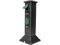 Kopp 145335018 Gartensteckdose 4fach Schwarz, Grün einzeln schaltbar, mit Erdspieß X024771