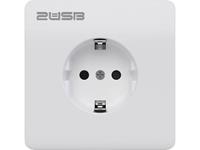 2USB Stopcontact met USB lader en telefoonhouder 2 aansluitingen 2400mA wit