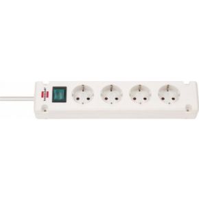 Brennenstuhl Bremounta 1150650124 x4 Schuko Power Strip with Safety Switch, 1.5m (White)