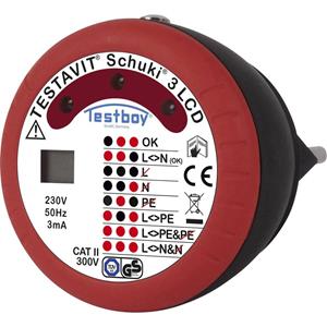 Steckdosentester CAT II 300V LED, LCD