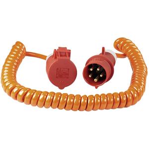 as - Schwabe 70416 Strom Verlängerungskabel Orange, Rot 5.00m Spiralkabel S39163