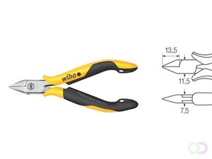 Wiha Zijkniptang Professional ESD brede, spitse kop en draadklemveer met kleine facet (26822) 115 mm