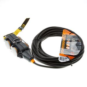 Brennenstuhl professionalLINE Powerblock mit Verlängerungsleitung / Verteilersteckdose 4-fach (15m Kabel in schwarz, Baustelleneinsatz und ständiger E