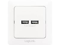 LogiLink USB-Unterputzdose, 2-fach, weiß
