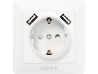 LogiLink Unterputz-Steckdose, weiß, mit 2x USB-Port