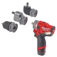 Milwaukee M12 FPDXKIT-202X 12V Li-Ion accu Boor-/schroefmachine incl. koppen set (2x 2.0Ah accu) in HD-Box - koolborstelloos