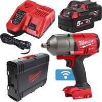 Milwaukee M18 ONEFHIWF12-502X ONE-KEY 18V Li-Ion accu Slagmoersleutel set (2x 5.0Ah accu) in HD Box - 1898Nm - koolborstelloos