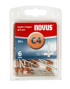 novus Popnagels C4 X 6 mm Koper - 20 Stuks