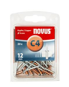 novus Popnagels C4 X 12 mm Koper - 20 Stuks