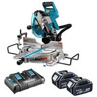 Makita DLS111PT2U Radiaal afkortzaag 2x18V 260mmmet 2x 18V 5.0Ah Accu + Duo Snellader + AWS Zender in Doos