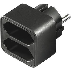 1x Schuko naar 2x Euro Splitter Zwart