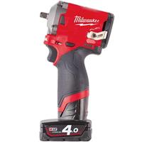 Milwaukee M12 FIW38-422X 12V Li-Ion Accu slagmoersleutel set (1x 2.0Ah + 1x 4.0Ah accu) in HD-Box - 339Nm - 3/8" - koolborstelloos