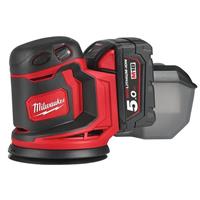 Milwaukee M18 BOS125-502B Li-Ion Accu excentrische schuurmachine set (2x 5.0Ah accu) in tas - 125mm