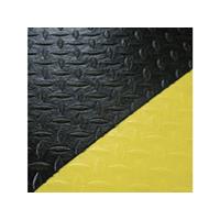 Arbeitsplatzbodenbelag Fertigmatte L1500xB900xS9mm schwarz m.gelben Streifen PVC - COBA