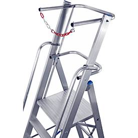 KRAUSE Aluminium trapladder, met groot platform, met veiligheidsbeugel en ketting, 8 treden