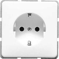 Jung CD500 1-voudige wandcontactdoos met kinderbeveiliing en randaarde wit CD1520NKIWW