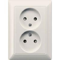 Jung 2-voudige wandcontactdoos zonder randaarde as5010u, creme