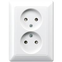 Jung AS500 wandcontactdoos 2-voudig zonder randaarde wit AS5010UWW