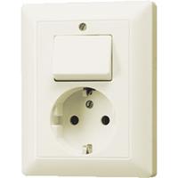 contactdoos met randaarde+serieschakelaar as5575eu, creme