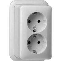 Gira wandcontactdoos 2-voudig met randaarde opbouw zuiver wit